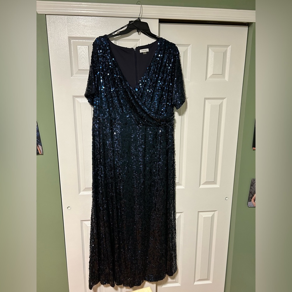 Plus Size Navy Sequined Gown